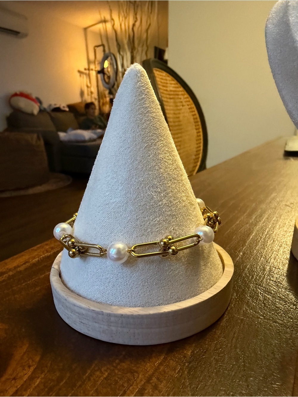 Gold Pearl Link Bracelet - Women Jewelry